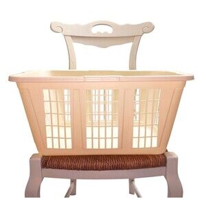 Vintage 90's Rubbermaid 2965 Y2K Almond Sturdy Laundry Basket Rectangular Beige